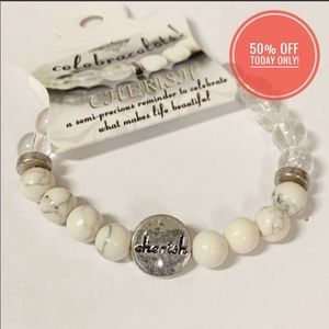 NWT Cherish Celebracalet White & Silver Beaded